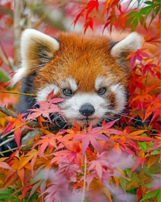 red-panda-and-leaves-paint-by-numbers