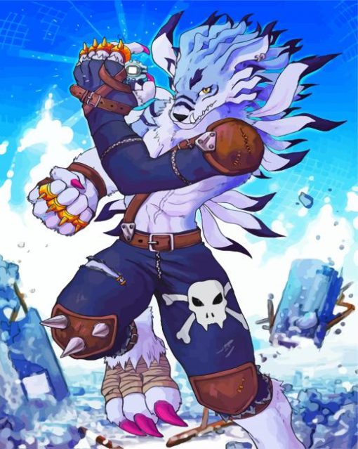 Weregarurumon Anime Character Paint by numbers