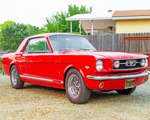 1966 Ford Mustang Red Car Paint By Numbers