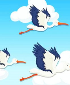 Cartoon Herons Flying Paint By Numbers