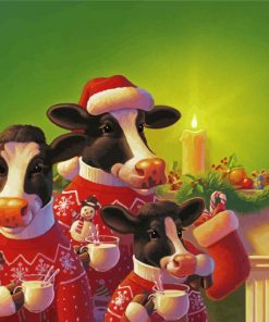 Christmas Cow Family Paint By Numbers