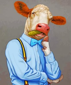 Classy Cow Wearing Suit Paint By Numbers