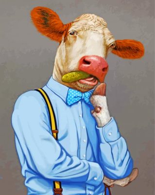 Classy Cow Wearing Suit Paint By Numbers