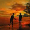 Father And Son Fishing Silhouette Art Paint By Numbers