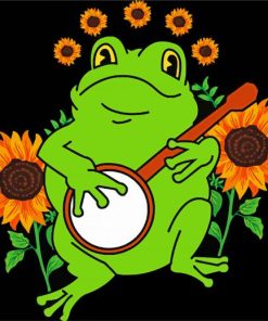 Frog Banjo And Sunflowers Paint By Numbers