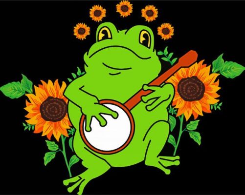 Frog Banjo And Sunflowers Paint By Numbers