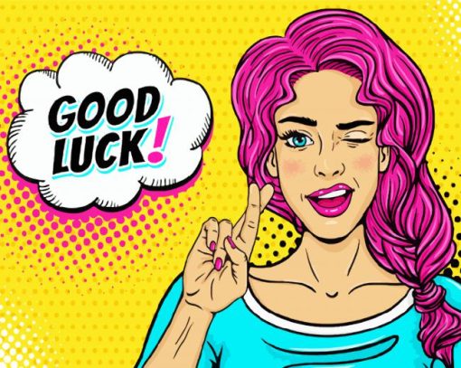 Girl Finger Crossed Good Luck Pop Art Paint By Numbers