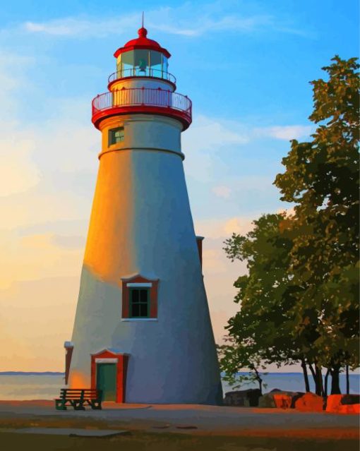 Marblehead Lighthouse At Sunset Paint By Numbers