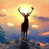 Mountain Sunrise Deer Paint By Numbers