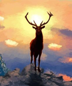 Mountain Sunrise Deer Paint By Numbers