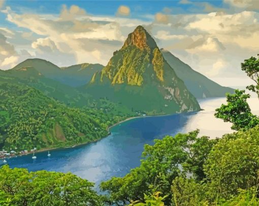 Pitons Saint Lucia Island Paint By Numbers