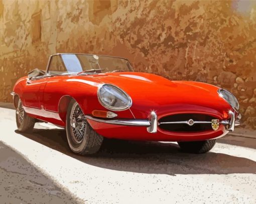 Red Jaguar E Type Car Paint By Numbers