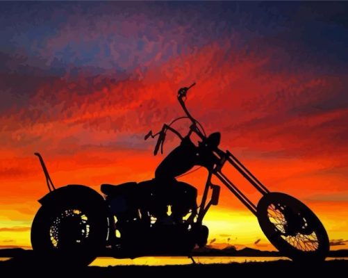 Sunset Motorbike Silhouette Paint By Numbers