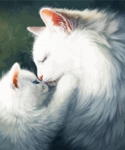 White Kissing Cats Paint By Numbers