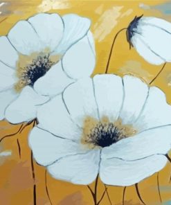 White Poppies Flowers Art Paint By Numbers