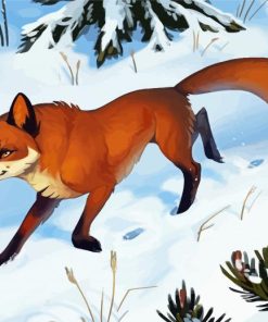 Aesthetic Fox In Snow Art Paint By Numbers