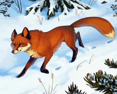 Aesthetic Fox In Snow Art Paint By Numbers