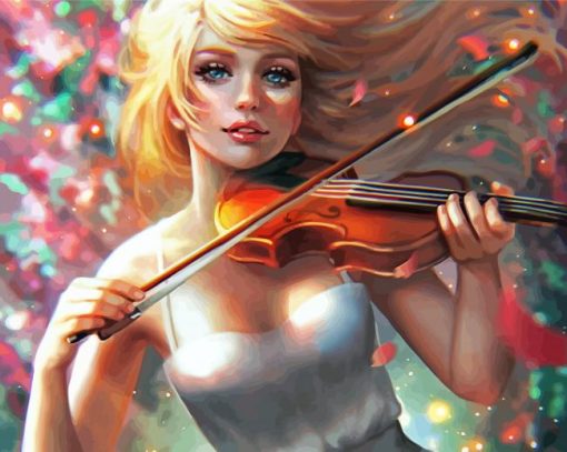 Anime Girl Playing Violin Paint By Numbers