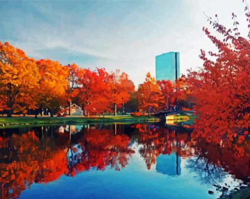 Beautiful Boston In Autumn Paint By Numbers