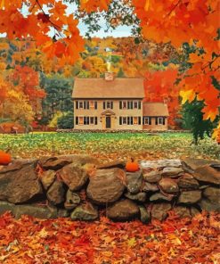 Beautiful New England In The Fall Paint By Numbers