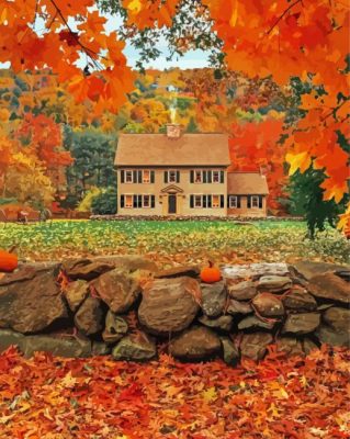 Beautiful New England In The Fall Paint By Numbers