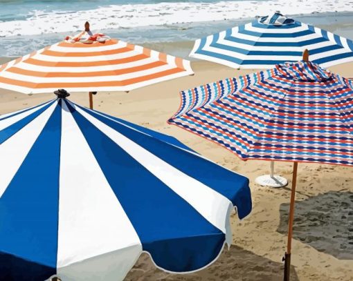 Four Parasols Of The Beach Paint By Numbers