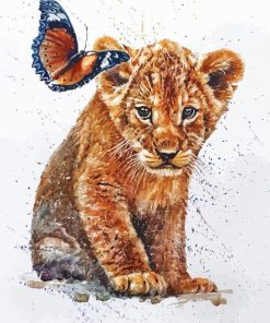 Little Lion With Butterfly Art Paint By Numbers