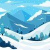 Snowy Mountains Cartoon Landscape Paint By Numbers