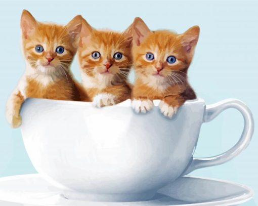 Three Kittens In Cup Paint By Numbers