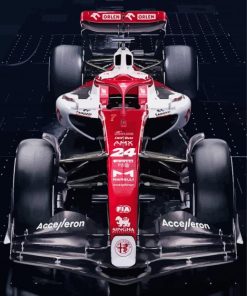 White Red Sauber Racing Car Paint By Numbers