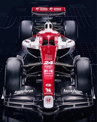 White Red Sauber Racing Car Paint By Numbers