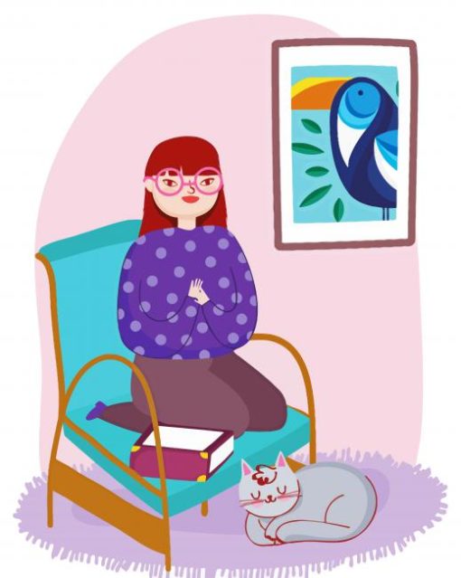 Young Woman In Chair With Cat Paint By Numbers