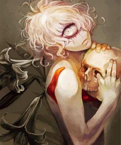 Anime Girl With Skull Paint By Numbers