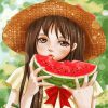 Anime Girl With Watermelon Paint By Numbers