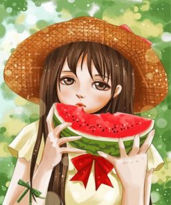 Anime Girl With Watermelon Paint By Numbers