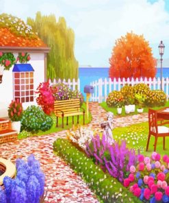 Blooming Garden House Paint By Numbers