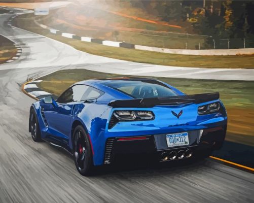 Blue C7 Corvette On The Road Paint By Numbers