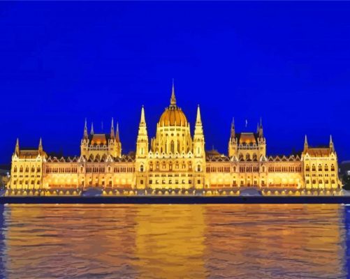 Budapest Parliament In Night Paint By Numbers