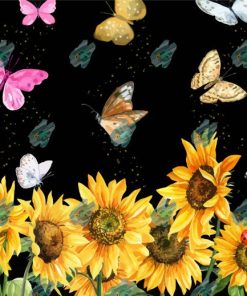 Butterflies On Sunflowers Paint By Numbers