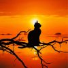 Cat Silhouette On Tree Branch At Sunset Paint By Numbers