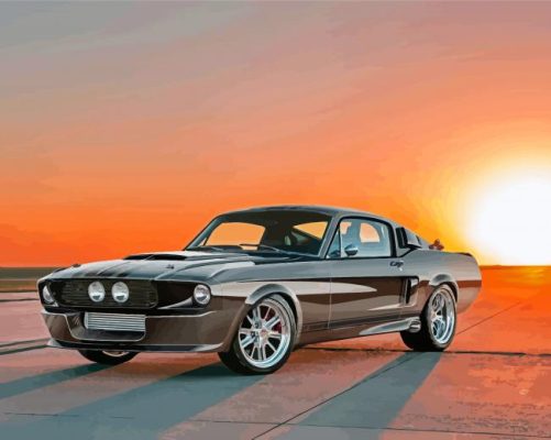 Classic Grey Shelby Mustang Car Paint By Numbers