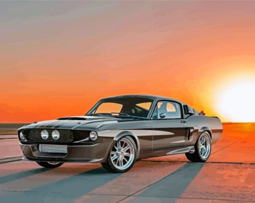 Classic Grey Shelby Mustang Car Paint By Numbers