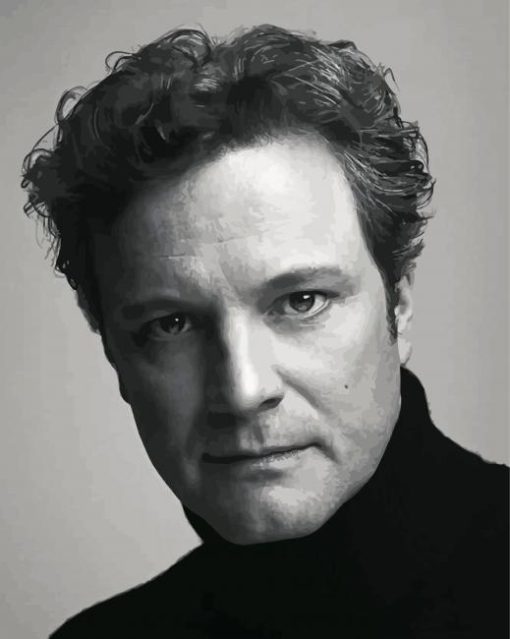 Close Up Black And White Colin Firth Paint By Numbers