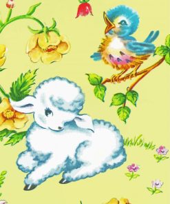 Cute Lamb And Bird Paint By Numbers