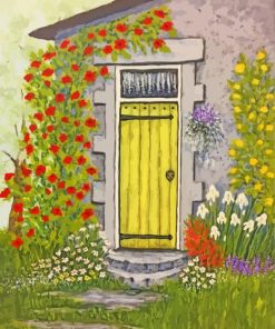 Floral Yellow Door Paint By Numbers