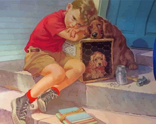 Frances Tipton Hunter Boy And Dogs Paint By Numbers