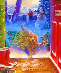 Golden Retriever Don In Christmas Paint By Numbers