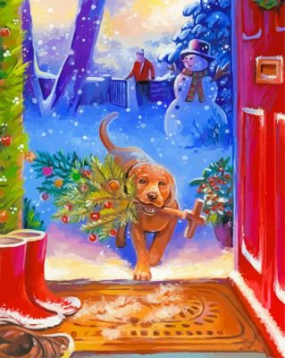 Golden Retriever Don In Christmas Paint By Numbers