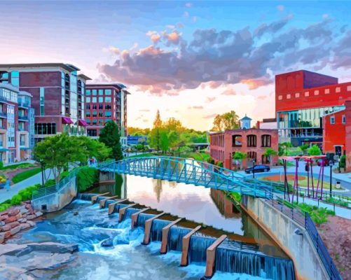 Greenville City In South Carolina Paint By Numbers