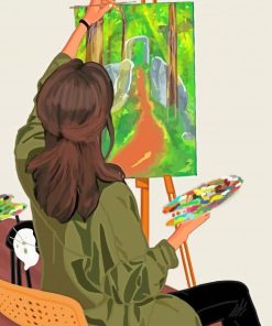 Illustration Girl Painter Art Paint By Numbers